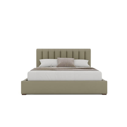 Nativa Interiors - Moyra Vertical Channel Tufted Eco-Leather Low 47in California King Stone Bed - BED-MOYRA-VC-LOW-CA-VIN-STONE veiw 3