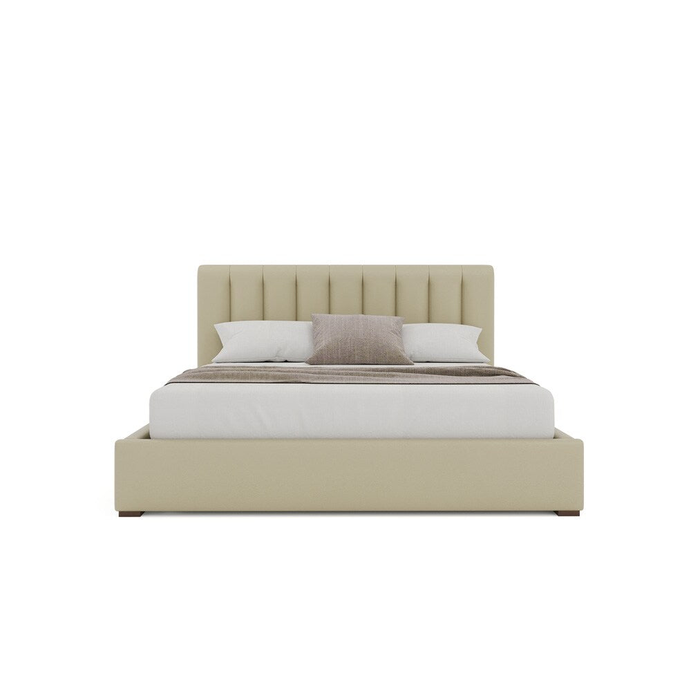 Nativa Interiors - Moyra Vertical Channel Tufted Eco-Leather Low 47in King Cream Bed - BED-MOYRA-VC-LOW-KN-VIN-CREAM veiw 3