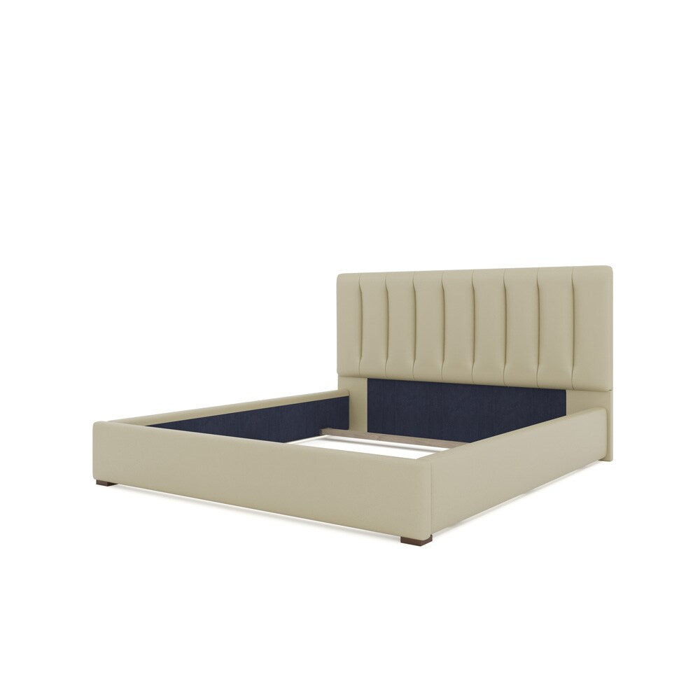 Nativa Interiors - Moyra Vertical Channel Tufted Eco-Leather Low 47in King Cream Bed - BED-MOYRA-VC-LOW-KN-VIN-CREAM veiw 4
