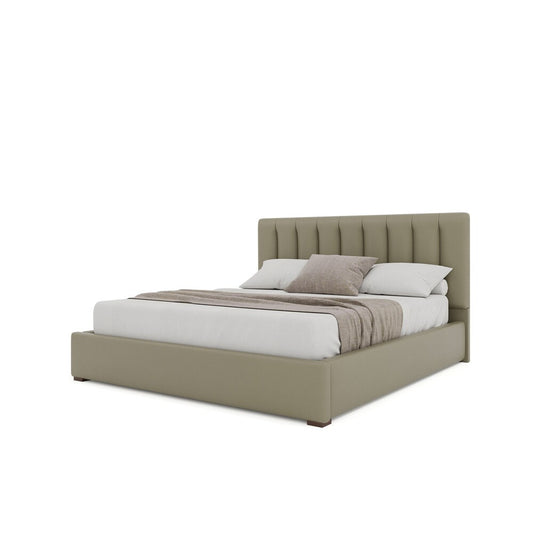 Nativa Interiors - Moyra Vertical Channel Tufted Eco-Leather Low 47in King Stone Bed - BED-MOYRA-VC-LOW-KN-VIN-STONE veiw 2