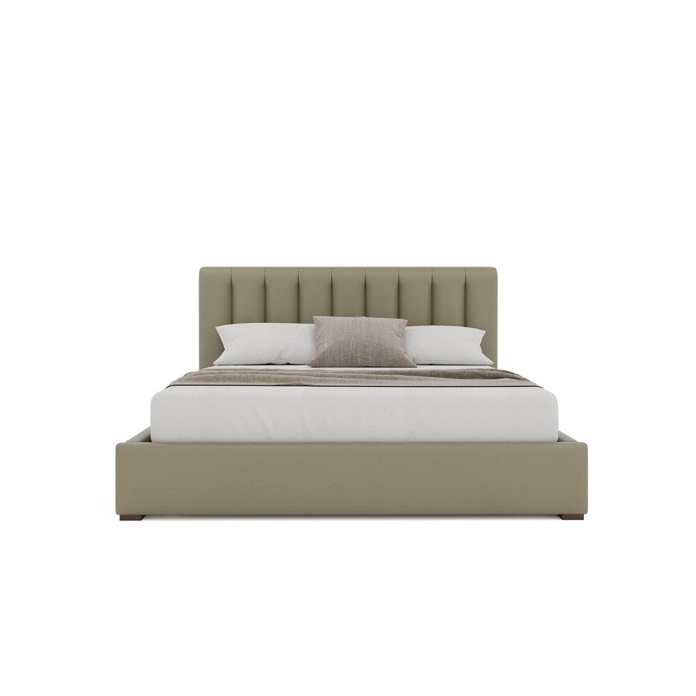 Nativa Interiors - Moyra Vertical Channel Tufted Eco-Leather Low 47in Queen Stone Bed - BED-MOYRA-VC-LOW-QN-VIN-STONE veiw 3