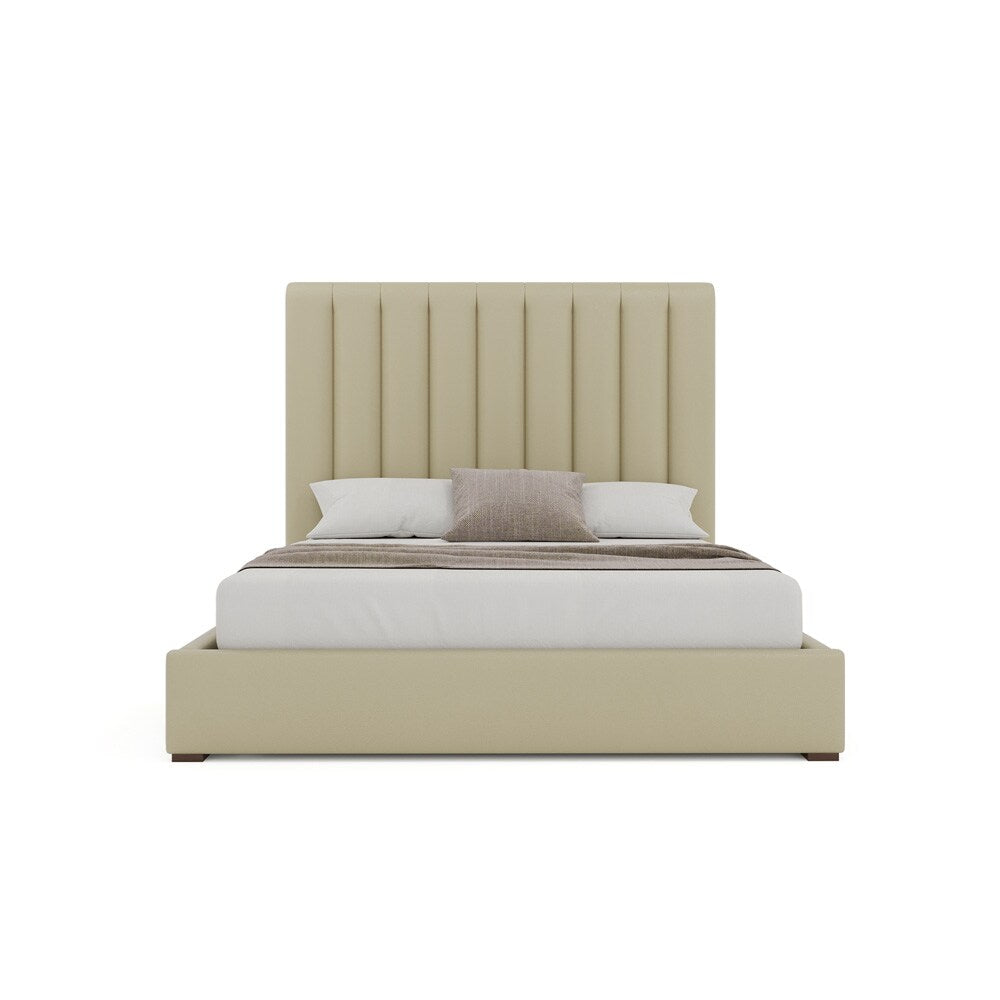 Nativa Interiors - Moyra Vertical Channel Tufted Eco-Leather Medium 67in California King Cream Bed - BED-MOYRA-VC-MID-CA-VIN-CREAM veiw 3