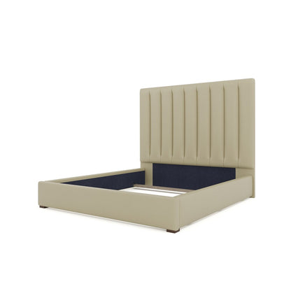 Nativa Interiors - Moyra Vertical Channel Tufted Eco-Leather Medium 67in California King Cream Bed - BED-MOYRA-VC-MID-CA-VIN-CREAM veiw 4