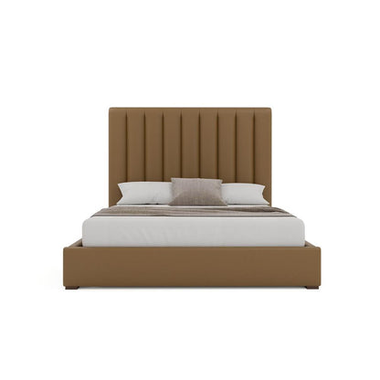 Nativa Interiors - Moyra Vertical Channel Tufted Eco-Leather Medium 67in King Caramel Bed - BED-MOYRA-VC-MID-KN-VIN-CARAMEL veiw 3