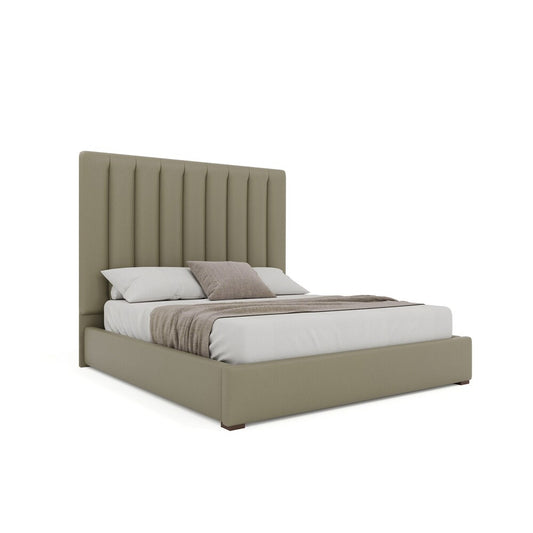 Nativa Interiors - Moyra Vertical Channel Tufted Eco-Leather Medium 67in King Stone Bed - BED-MOYRA-VC-MID-KN-VIN-STONE veiw 1