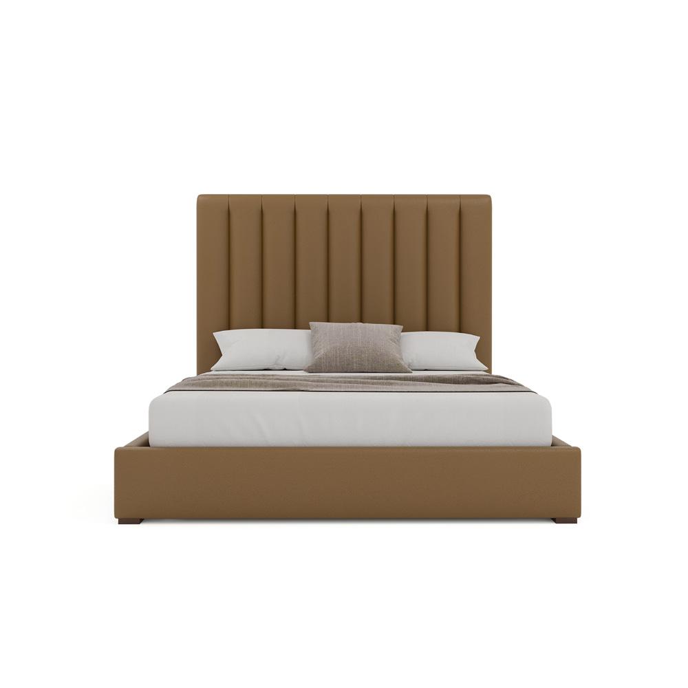 Nativa Interiors - Moyra Vertical Channel Tufted Eco-Leather Medium 67in Queen Caramel Bed - BED-MOYRA-VC-MID-QN-VIN-CARAMEL veiw 3