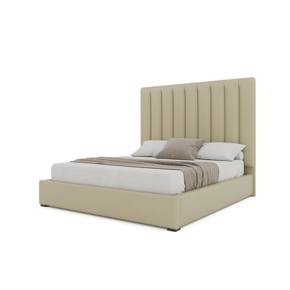 Nativa Interiors - Moyra Vertical Channel Tufted Eco-Leather Medium 67in Queen Cream Bed - BED-MOYRA-VC-MID-QN-VIN-CREAM veiw 2