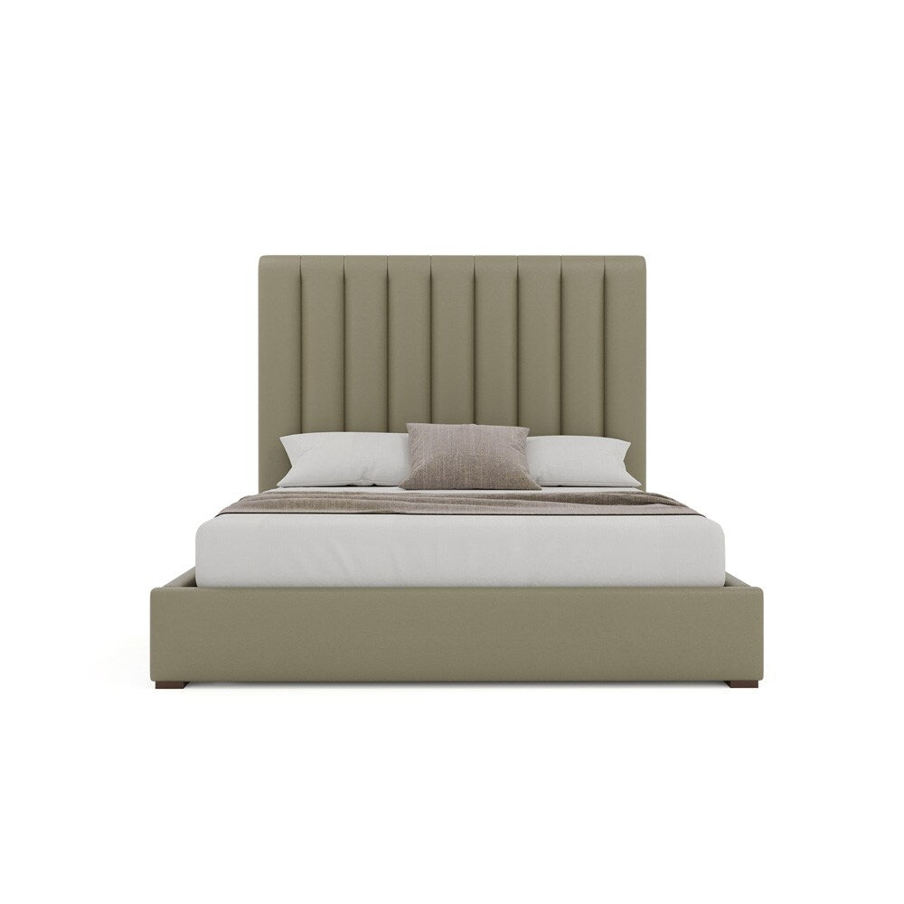 Nativa Interiors - Moyra Vertical Channel Tufted Eco-Leather Medium 67in Queen Stone Bed - BED-MOYRA-VC-MID-QN-VIN-STONE veiw 3