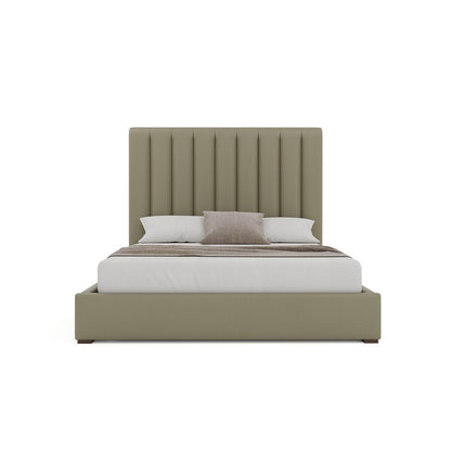 Nativa Interiors - Moyra Vertical Channel Tufted Eco-Leather Medium 67in Queen Stone Bed - BED-MOYRA-VC-MID-QN-VIN-STONE veiw 3