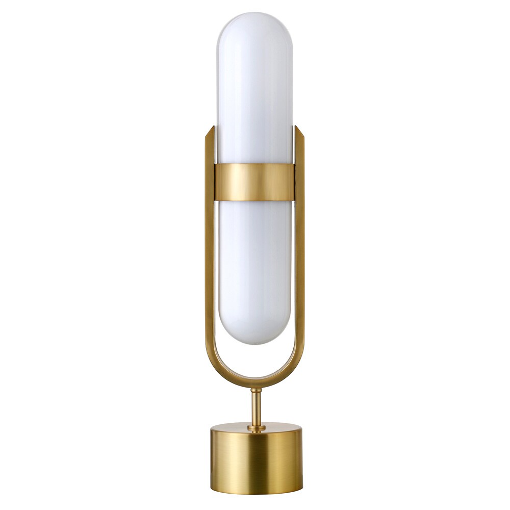 Hudson & Canal - Blair Pill-Shaped Table Lamp with Milk Glass Shade in Blackened Bronze/White - TL2230 veiw 1