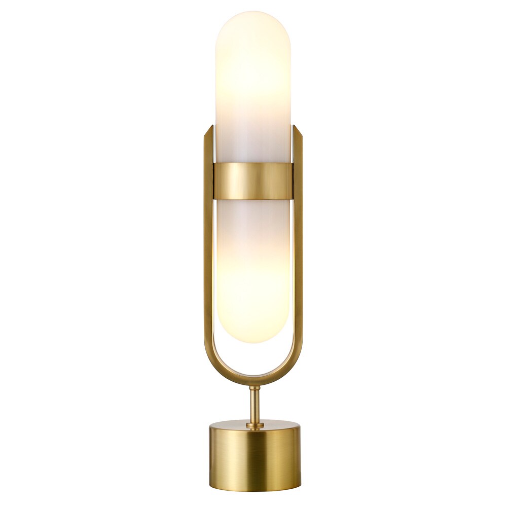 Hudson & Canal - Blair Pill-Shaped Table Lamp with Milk Glass Shade in Blackened Bronze/White - TL2230 veiw 2
