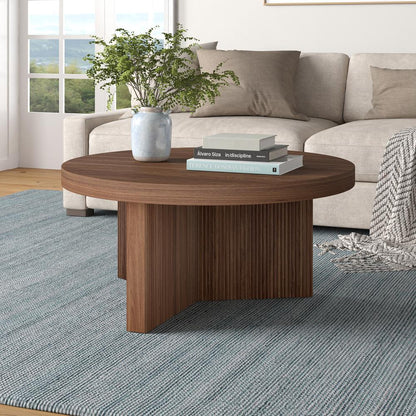 Hudson & Canal - Holm 32in Wide Round Coffee Table in Satin Walnut - CT2335 veiw 5