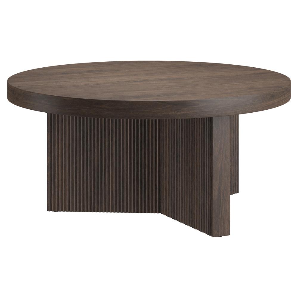 Hudson & Canal - Holm 32in Wide Round Coffee Table in Alder Brown - CT2351 veiw 1