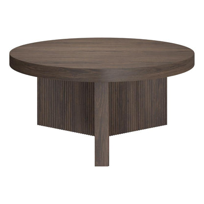 Hudson & Canal - Holm 32in Wide Round Coffee Table in Alder Brown - CT2351 veiw 2