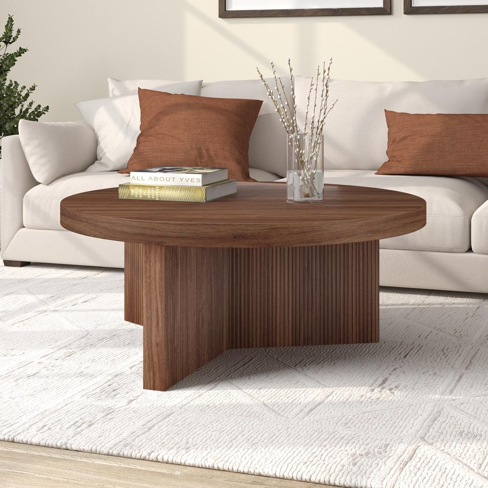 Hudson & Canal - Holm 36in Wide Round Coffee Table in Satin Walnut - CT2336 veiw 5