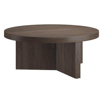 Hudson & Canal - Holm 36in Wide Round Coffee Table in Alder Brown - CT2352 veiw 1