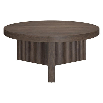 Hudson & Canal - Holm 36in Wide Round Coffee Table in Alder Brown - CT2352 veiw 2