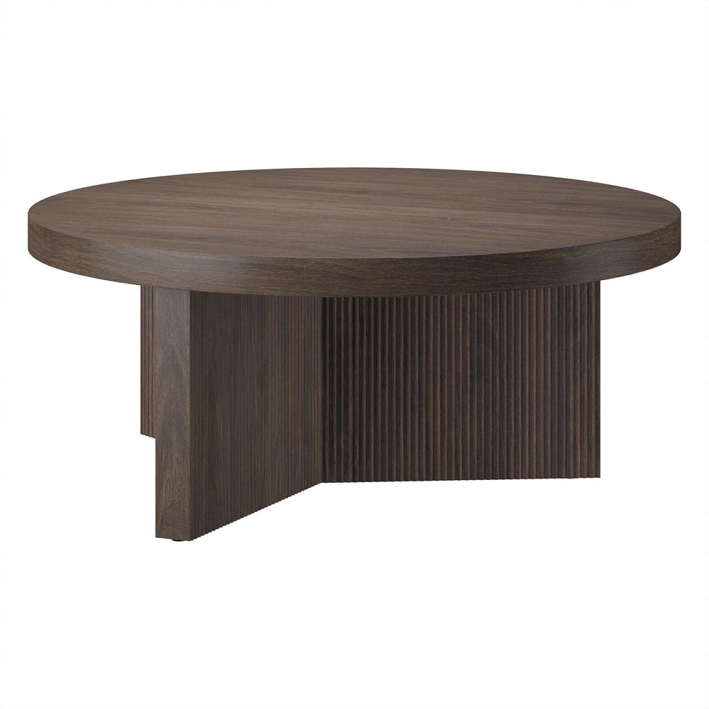 Hudson & Canal - Holm 36in Wide Round Coffee Table in Alder Brown - CT2352 veiw 3