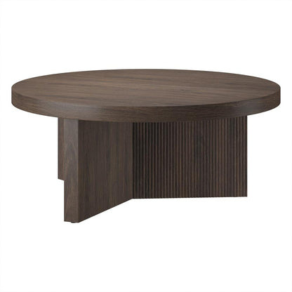 Hudson & Canal - Holm 36in Wide Round Coffee Table in Alder Brown - CT2352 veiw 3
