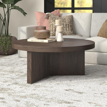 Hudson & Canal - Holm 36in Wide Round Coffee Table in Alder Brown - CT2352 veiw 5