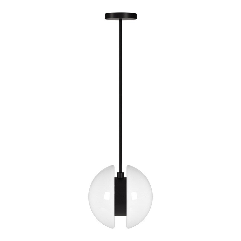 Hudson & Canal - Kyriana 10in Wide 2-Light Pendant with Glass Shade in Matte Black/White - PD2275 veiw 1