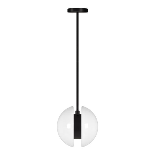 Hudson & Canal - Kyriana 10in Wide 2-Light Pendant with Glass Shade in Matte Black/White - PD2275 veiw 1