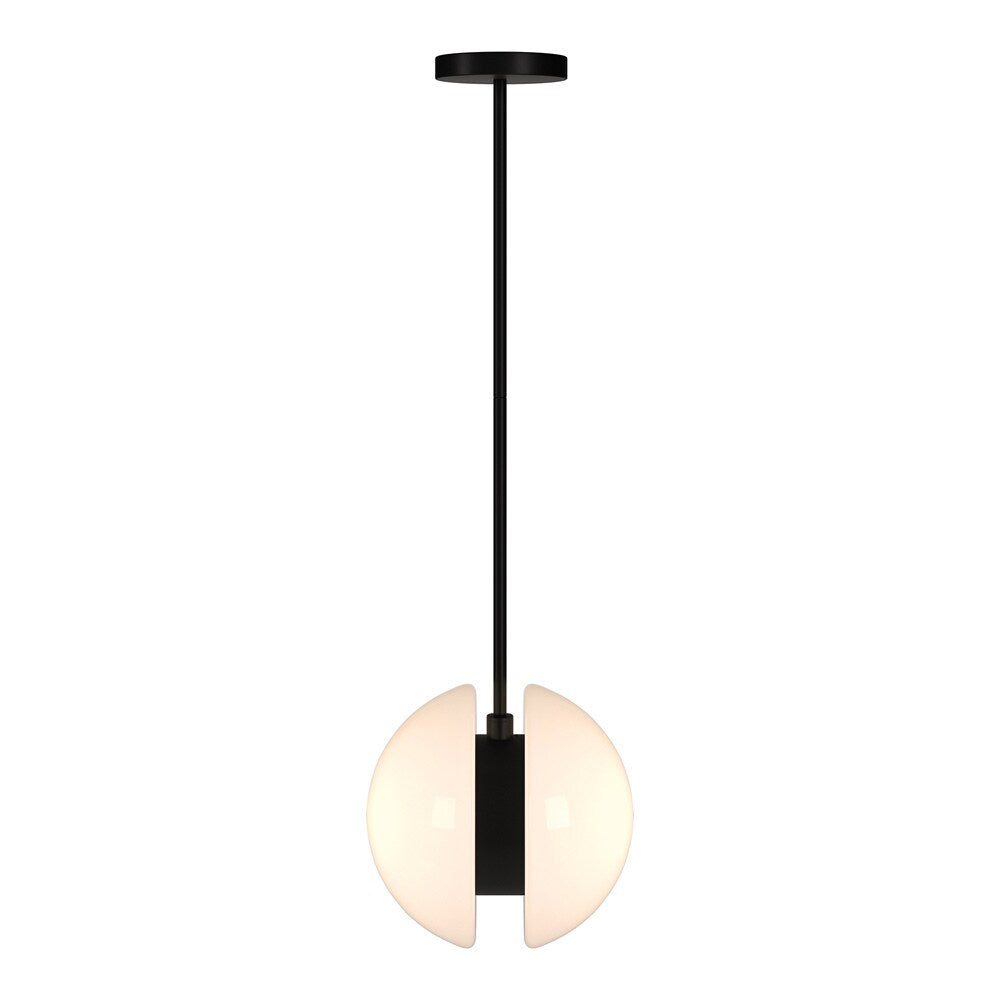 Hudson & Canal - Kyriana 10in Wide 2-Light Pendant with Glass Shade in Matte Black/White - PD2275 veiw 2