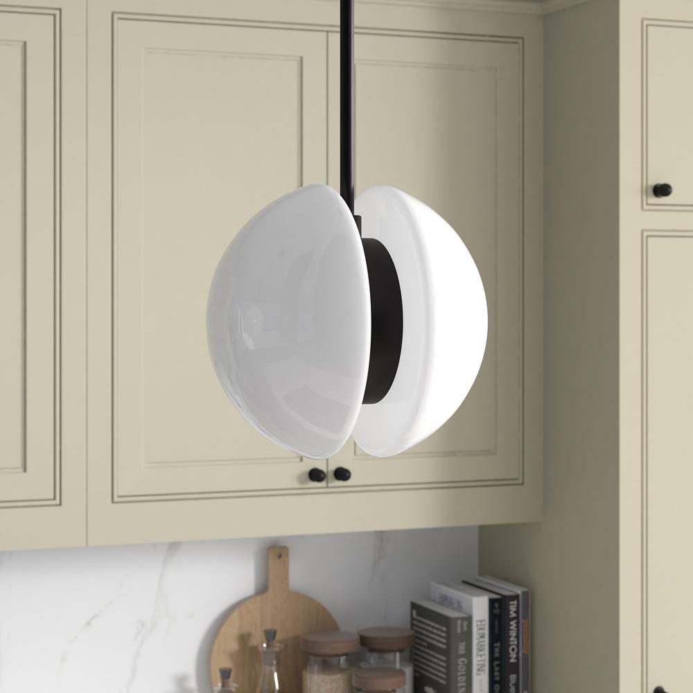 Hudson & Canal - Kyriana 10in Wide 2-Light Pendant with Glass Shade in Matte Black/White - PD2275 veiw 5