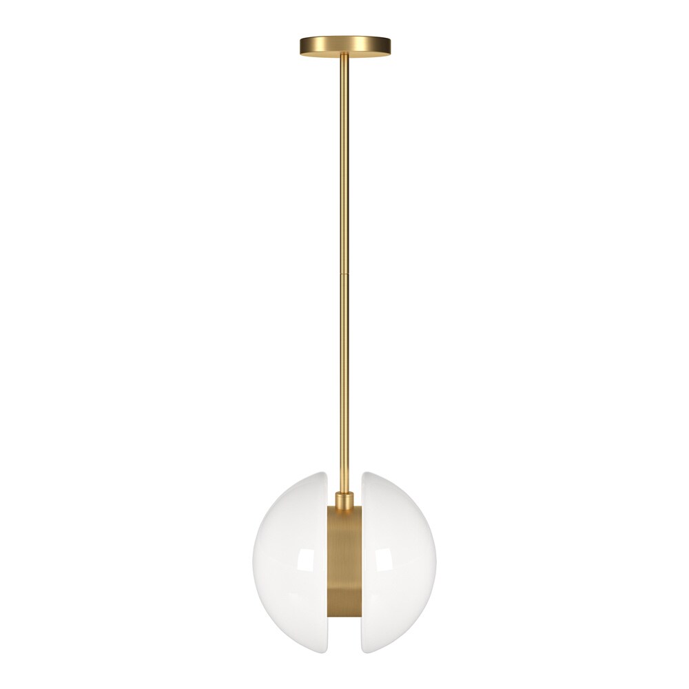 Hudson & Canal - Kyriana 10in Wide 2-Light Pendant with Glass Shade in Brass/White - PD2276 veiw 1