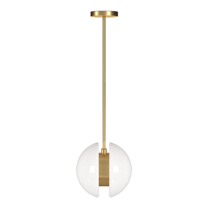 Hudson & Canal - Kyriana 10in Wide 2-Light Pendant with Glass Shade in Brass/White - PD2276 veiw 1