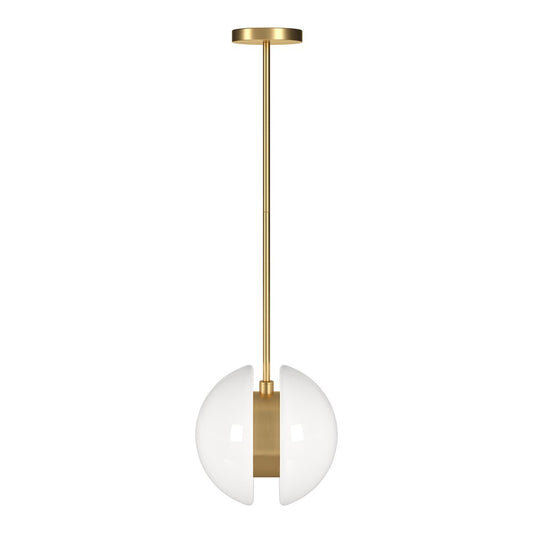 Hudson & Canal - Kyriana 10in Wide 2-Light Pendant with Glass Shade in Brass/White - PD2276 veiw 1