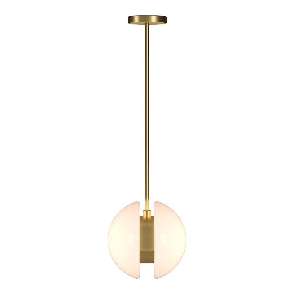 Hudson & Canal - Kyriana 10in Wide 2-Light Pendant with Glass Shade in Brass/White - PD2276 veiw 2