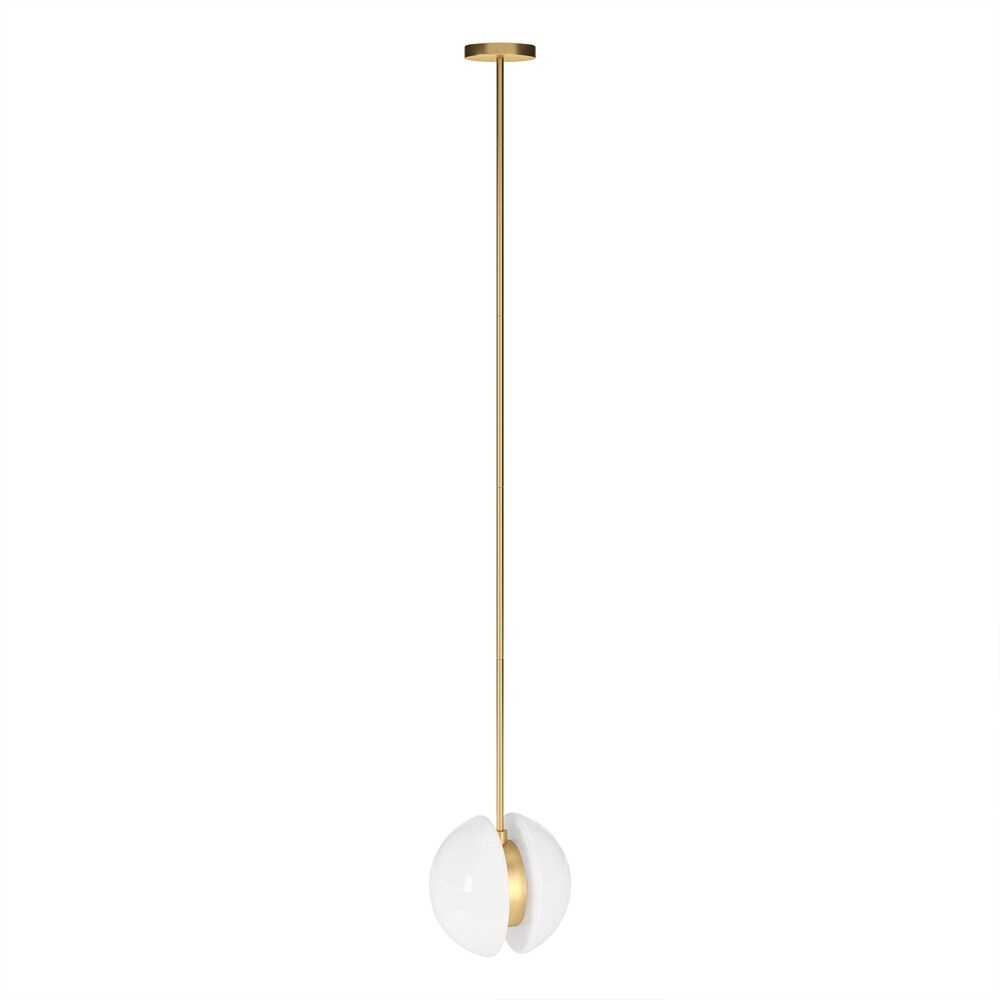 Hudson & Canal - Kyriana 10in Wide 2-Light Pendant with Glass Shade in Brass/White - PD2276 veiw 3
