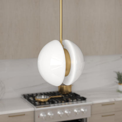 Hudson & Canal - Kyriana 10in Wide 2-Light Pendant with Glass Shade in Brass/White - PD2276 veiw 5