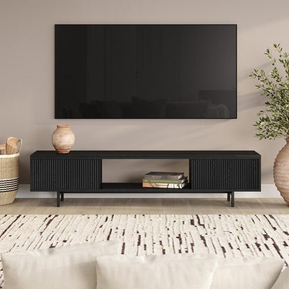 Hudson & Canal - Lucien Rectangular TV Stand for TVs up to 78in in Black Grain - TV2296 veiw 4
