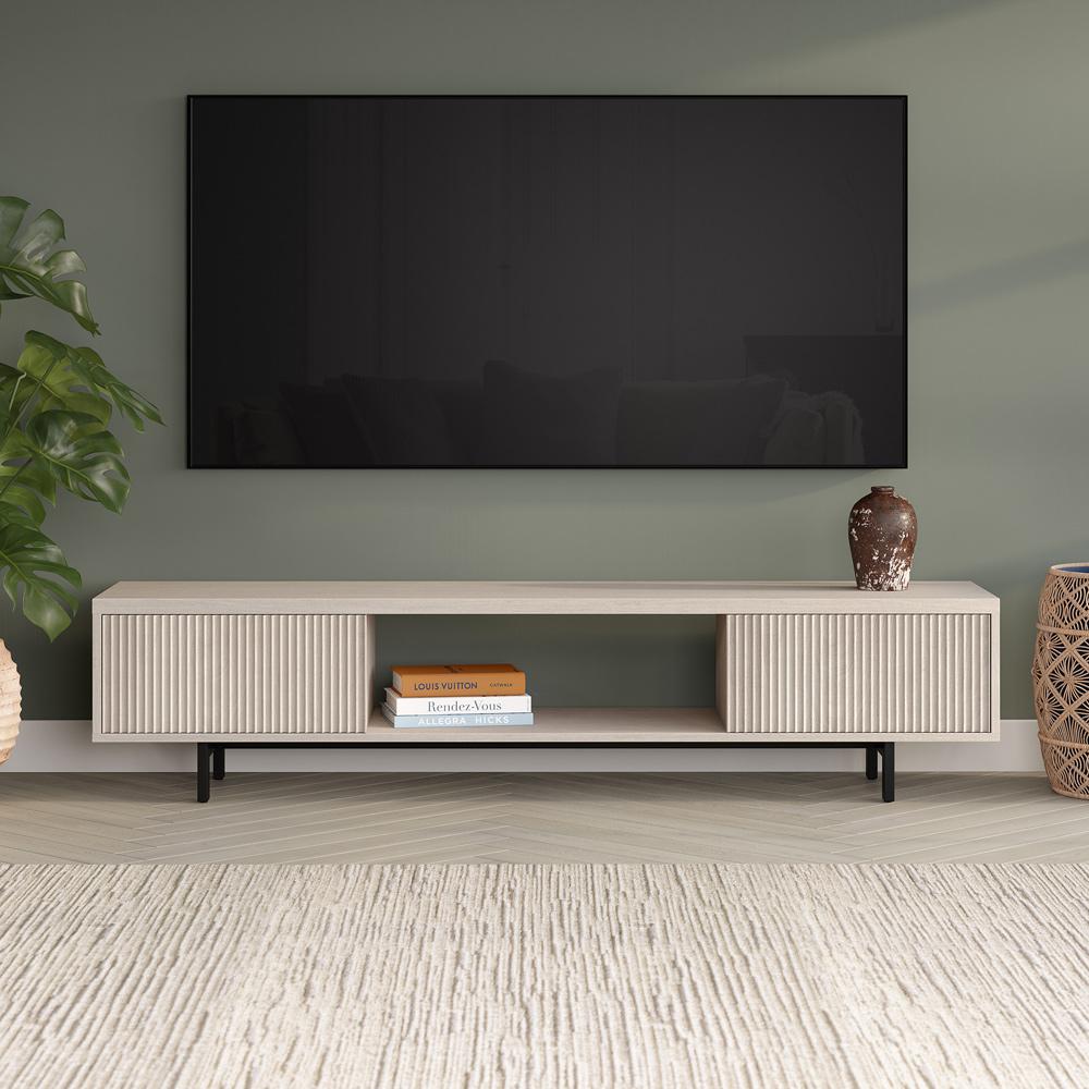 Hudson & Canal - Lucien Rectangular TV Stand for TVs up to 78in in Alder White - TV2297 veiw 4