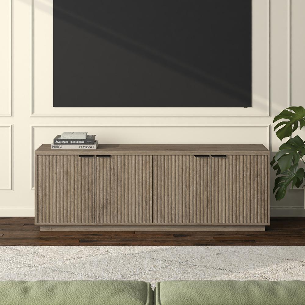 Hudson & Canal - Mansfield Rectangular TV Stand for TVs up to 78in in Antiqued Gray Oak - TV2309 veiw 4