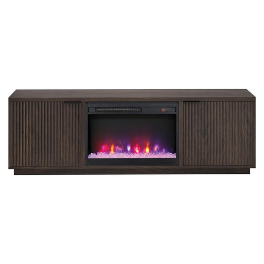 Hudson & Canal - Mansfield Rectangular TV Stand with 26in Crystal Fireplace for TVs up to 78in in Alder Brown - TV2314 veiw 2