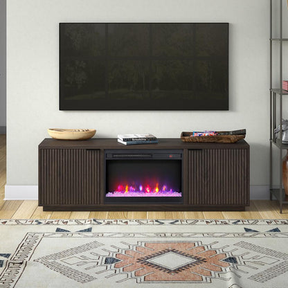 Hudson & Canal - Mansfield Rectangular TV Stand with 26in Crystal Fireplace for TVs up to 78in in Alder Brown - TV2314 veiw 4