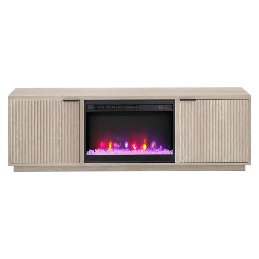 Hudson & Canal - Mansfield Rectangular TV Stand with 26in Crystal Fireplace for TVs up to 78in in Alder White - TV2313 veiw 2