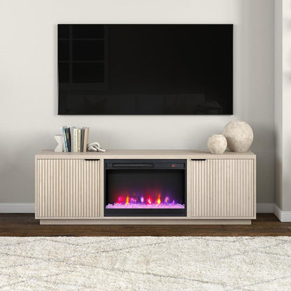 Hudson & Canal - Mansfield Rectangular TV Stand with 26in Crystal Fireplace for TVs up to 78in in Alder White - TV2313 veiw 4