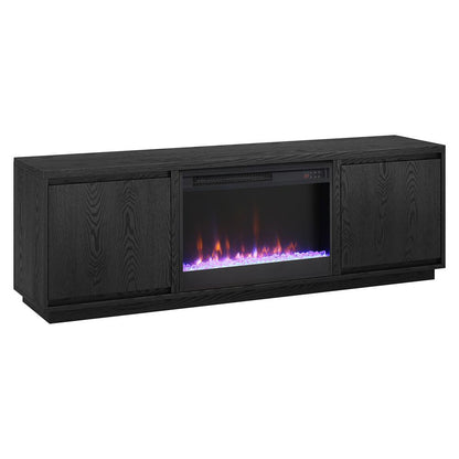 Hudson & Canal - Presque Rectangular TV Stand with 26in Crystal Fireplace for TVs up to 75in in Black Grain - TV2315 veiw 1