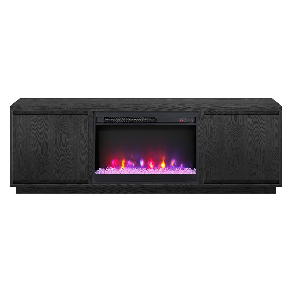 Hudson & Canal - Presque Rectangular TV Stand with 26in Crystal Fireplace for TVs up to 75in in Black Grain - TV2315 veiw 2