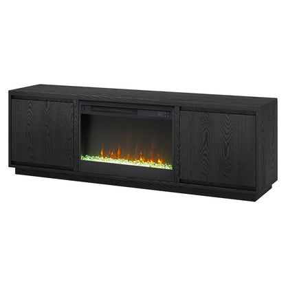 Hudson & Canal - Presque Rectangular TV Stand with 26in Crystal Fireplace for TVs up to 75in in Black Grain - TV2315 veiw 3