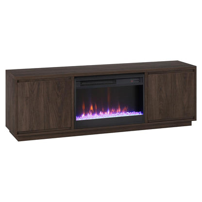 Hudson & Canal - Presque Rectangular TV Stand with 26in Crystal Fireplace for TVs up to 75in in Satin Walnut - TV2317 veiw 1