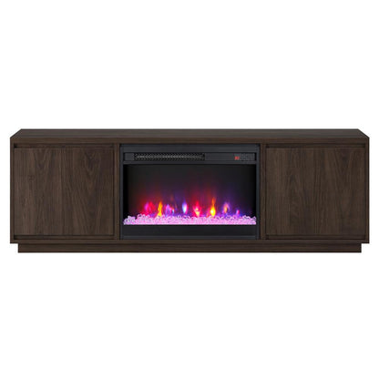 Hudson & Canal - Presque Rectangular TV Stand with 26in Crystal Fireplace for TVs up to 75in in Satin Walnut - TV2317 veiw 2