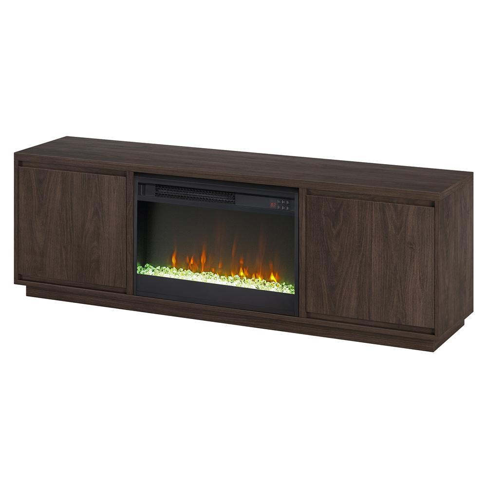 Hudson & Canal - Presque Rectangular TV Stand with 26in Crystal Fireplace for TVs up to 75in in Satin Walnut - TV2317 veiw 3
