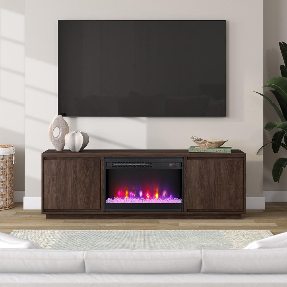 Hudson & Canal - Presque Rectangular TV Stand with 26in Crystal Fireplace for TVs up to 75in in Satin Walnut - TV2317 veiw 4