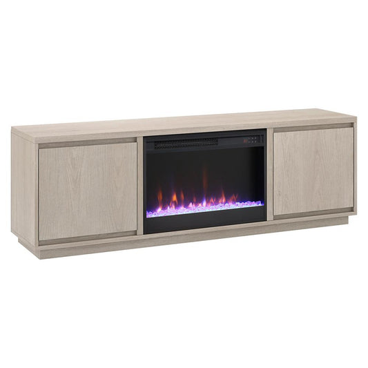 Hudson & Canal - Presque Rectangular TV Stand with 26in Crystal Fireplace for TVs up to 75in in Alder White - TV2316 veiw 1
