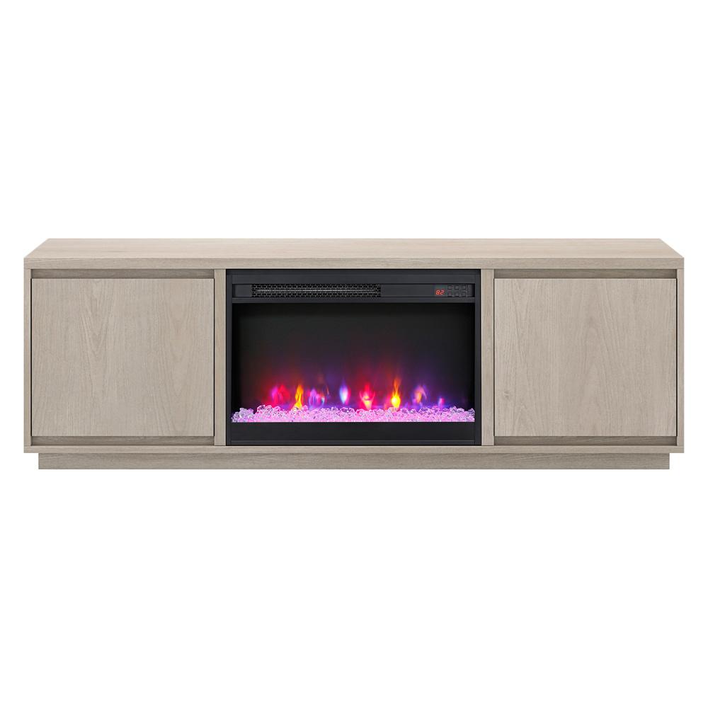 Hudson & Canal - Presque Rectangular TV Stand with 26in Crystal Fireplace for TVs up to 75in in Alder White - TV2316 veiw 2